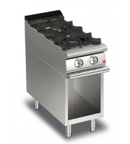 BARON Cucina a Gas 2 Fuochi con Vano a Giorno Q70PCV/G4003 – Potenza kW 10,5 Kcal 9030 - Prof. Serie 700 - Dim. 400(L)x700(P)x870(H) mm - Linea QUEEN7