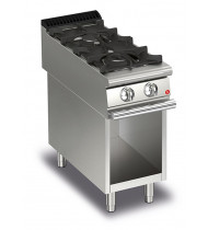 BARON Cucina a Gas 2 Fuochi con Vano a Giorno Q90PCV/G4001 – Potenza kW 10,5 Kcal 9030 - Prof. Serie 900 - Dim. 400(L)x900(P)x870(H) mm - Linea QUEEN9