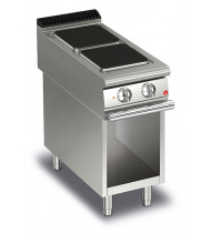 BARON Cucina Elettrica 2 Piastre Quadrate 300x300 mm con Vano a Giorno Q90PCV/E401 - Potenza kW 8 - Prof. Serie 900 - Dim. 400(L)x900(P)x870(H) mm - Linea QUEEN9