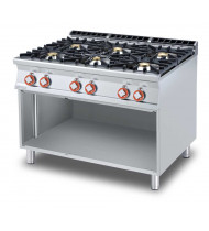 LOTUS PC-912G Cucina a Gas 6 Fuochi con Vano a Giorno – Potenza kW 45,0 - Prof. Serie 900 - Dim. 1200(L)x900(P)x900(H) mm - Linea IPERLOTUS