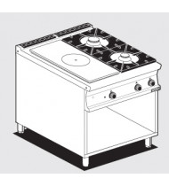 LOTUS TP2-98G Cucina a Tuttapiastra a Gas e 2 fuochi con Vano a Giorno – Potenza kW 24,0 - Prof. Serie 900 - Dim. 800(L)x900(P)x900(H) mm - Linea IPERLOTUS