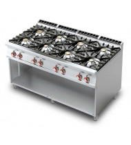 LOTUS PC-916G Cucina a Gas 8 Fuochi con Vano a Giorno – Potenza kW 56,0 - Prof. Serie 900 - Dim. 1600(L)x900(P)x900(H) mm - Linea IPERLOTUS