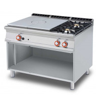 LOTUS TP2-912G Cucina a Tuttapiastra a Gas e 2 fuochi con Vano a Giorno – Potenza kW 29,0 - Prof. Serie 900 - Dim. 1200(L)x900(P)x900(H) mm - Linea IPERLOTUS