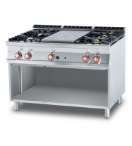 LOTUS TP4-912G Cucina a Tuttapiastra a Gas e 4 fuochi con Vano a Giorno – Potenza kW 35,0 - Prof. Serie 900 - Dim. 1200(L)x900(P)x900(H) mm - Linea IPERLOTUS