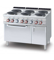 LOTUS CF6-912ETV Cucina Elettrica 6 Piastre tonde – Forno Elettrico Statico GN 2/1 - Potenza kW 27,7 - Prof. Serie 900 - Dim. 1200(L)x900(P)x900(H) mm - Linea IPERLOTUS