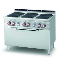 LOTUS CFQ6-912ET Cucina Elettrica 6 Piastre Quadrate – Forno Elettrico Statico GN 3/1 - Potenza kW 33,2 - Prof. Serie 900 - Dim. 1200(L)x900(P)x900(H) mm - Linea IPERLOTUS