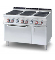 LOTUS CFQ6-912ETV Cucina Elettrica 6 Piastre Quadrate – Forno Elettrico Statico GN 2/1 – Vano Neutro con Porta - Potenza kW 30,7 - Prof. Serie 900 - Dim. 1200(L)x900(P)x900(H) mm - Linea IPERLOTUS