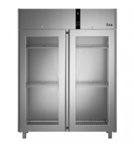 ILSA EVOLVE Armadio Congelatore in Acciaio Inox AE14V2510 - Temperatura Negativa (-20° -10°C) - 2 Porte in Vetro - Refr. Ventilata - 1400 Litri GN 2/1 per Gastronomia