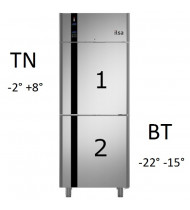 ILSA EVOLVE Armadio Combinato Frigo/Congelatore in Acciaio Inox AE35X1510 - Doppia Temperatura Pos/Neg (-2° +8°C) (-22° -15C°) - 2 Sportelli -  Refr. Ventilata e Statica - 700 Litri GN 2/1 Gastronomia