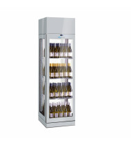 LONGONI VITRA 6514-XL Vetrina Refrigerata Espositiva per 120 Bottiglie Vino - 4 Lati Vetro - Temp. +4 / +18 °C - Refrig. Ventilata - 3 Ripiani - Display Touch da 2,8”