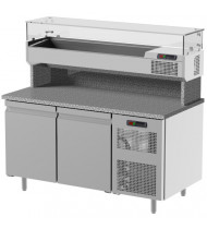 ILSA SIMPLY80 Banco Refrigerato Pizzeria 600X400 BCPZ3013 - Temp. Positiva (0° +10°C) - 2 Porte e Vetrina Refr. GN Modulabile - Statico - Prof. 800mm