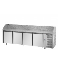 TECNODOM Banco Refrigerato Pizzeria 600x400 PZ04MID80 - Temp. Positiva (0 +10°C) - 4 Porte - Ventilato - Prof. 800mm