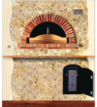 IGF-FORNITALIA DIAMANTE LIGHT9 Forno Elettrico Pizzeria Completo Stile Muratura - Capacità 9 Pizze - 1 Camera Dim. Interne 1050(L)x1050(P)x250(H) mm - Rivestimento Frontale in Pietra Palladiana e Arco in Mattoncini + Supporto + Rivestimento Inferiore