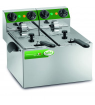 FAMA Friggitrice Snack Elettrica da Banco Professionale MFR240 - Vasca Doppia da 4+4 Litri
