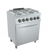 OFFCAR  Cucina Professionale a Gas - 4 Fuochi con Forno Elettrico Ventilato GN 1/1 - profondità serie 700 - Linea UNICO