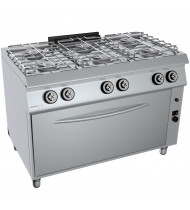 OFFCAR  Cucina Professionale a Gas - 6 Fuochi con Maxi Forno Gas Statico GN 3/1 - profondità serie 700 - Linea UNICO