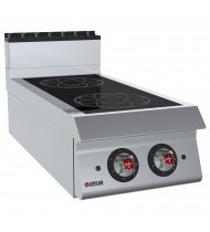 OFFCAR Cucina Elettrica ad Induzione 8TCE2I - 2 Zone di Cottura Top da Banco - prof. Serie 900 - Dim. 400(L)x900(P)x290(H) mm - Linea STILE