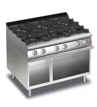 BARON Cucina a Gas 6 Fuochi con Vano a Giorno Q70PCV/G1206 – Potenza kW 32,4 Kcal 27900 - Prof. Serie 700 - Dim. 1200(L)x700(P)x870(H) mm - Linea QUEEN7