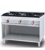LOTUS PC3-712G Cucina a Gas 3 Fuochi con Vano a Giorno – Potenza kW 27,0 - Prof. Serie 700 - Dim. 1200(L)x705(P)x900(H) mm - Linea SUPERLOTUS