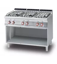 LOTUS PC-712GP Cucina a Gas 6 Fuochi con Vano a Giorno – Potenza kW 35,0 - Prof. Serie 700 - Dim. 1200(L)x705(P)x900(H) mm - Linea SUPERLOTUS