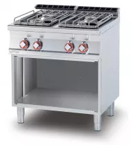 LOTUS PC-78GP Cucina a Gas 4 Fuochi con Vano a Giorno – Potenza kW 22,0 - Prof. Serie 700 - Dim. 800(L)x705(P)x900(H) mm - Linea SUPERLOTUS