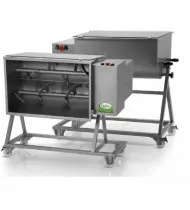 FAMA Impastacarne Bipala con Carrello Inox FIC 50B - Capacità Impasto Kg 50 - Vasca Ribaltabile - Trifase
