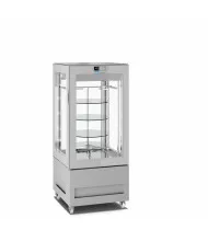 LONGONI VITRA 6215-S Vetrina Frigorifera Pasticceria 4 Lati Vetro 300 Lt - Temp. +2 / +10°C - Refrig. Statica - Display Touch -  4 Ripiani in Vetro Rotanti