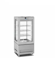 LONGONI VITRA 6214-S Vetrina Frigorifera Pasticceria 4 Lati Vetro 300 Lt - Temp. +2 / +10°C - Refrig. Statica - Display Touch - 3 Ripiani in Vetro
