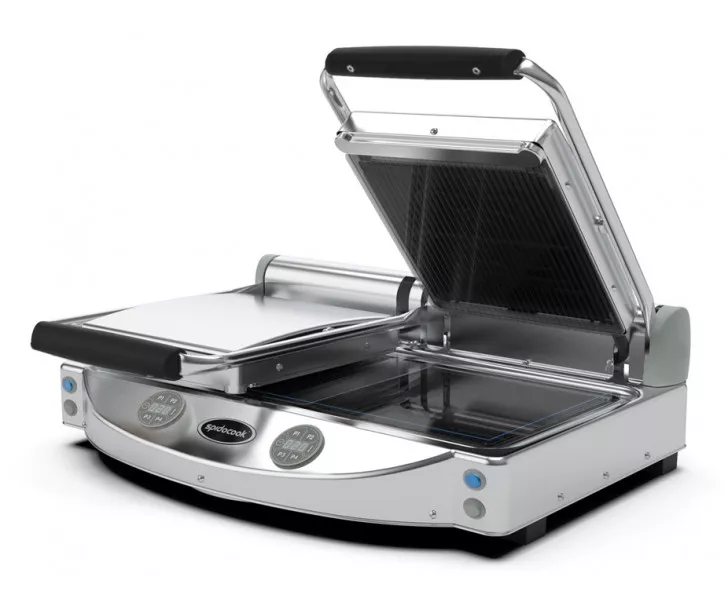 SPIDOCOOK Piastra in Vetroceramica Doppia con Piano Inferiore Liscio e Superiore Rigato SP020ER - Comandi Digitali 