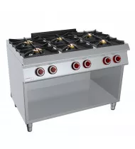 OFFCAR  Cucina Professionale a Gas - 6 Fuochi con Vano a Giorno - profondità serie 700 - Linea EVOLVE