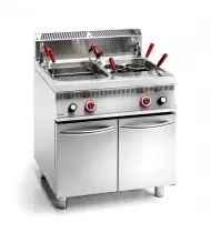 OFFCAR Cuocipasta a Gas - 2 Vasche Litri 30+30 - Prof. Serie 700 - Dim. 800(L)x730(P)x900(H) mm - Linea STILE