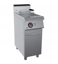OFFCAR Friggitrice a Gas su Mobile con Porta 70FRG13VP - 1 Vasca "Pulita a Y" Litri 13 - Potenza kW 12 - Prof. Serie 700 - Dim. 400(L)x730(P)x900(H) mm - Linea STILE