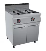OFFCAR Friggitrice a Gas su Mobile con 2 Porte 70FRG34VP - 2 Vasche "Pulite a Y" Litri 17+17 - Potenza kW 32 - Prof. Serie 700 - Dim. 800(L)x730(P)x900(H) mm - Linea STILE