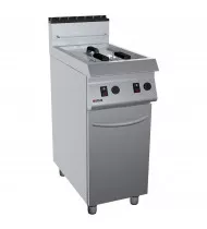 OFFCAR Friggitrice a Gas su Mobile con Porta 70FRG16 - 2 Vasche Litri 8+8 - Potenza kW 11,6 - Prof. Serie 700 - Dim. 400(L)x730(P)x900(H) mm - Linea STILE