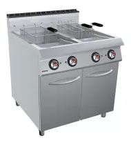 OFFCAR Friggitrice Elettrica su Mobile con 2 Porte 90FRE34 - 2 Vasche Litri 17+17 - Potenza kW 33 - Prof. Serie 990 - Dim. 900(L)x900(P)x900(H) mm - Linea STILE
